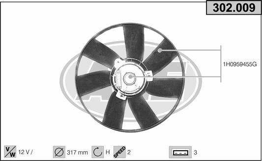 AHE 302.009 - Вентилатор, охлаждане на двигателя vvparts.bg