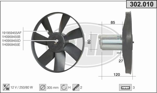 AHE 302.010 - Вентилатор, охлаждане на двигателя vvparts.bg