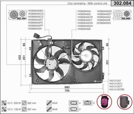 AHE 302.084 - Вентилатор, охлаждане на двигателя vvparts.bg