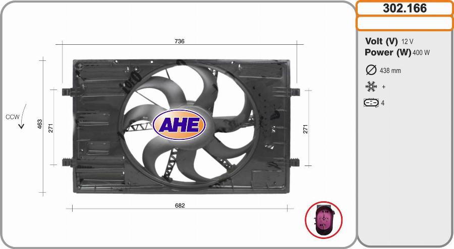 AHE 302.166 - Вентилатор, охлаждане на двигателя vvparts.bg