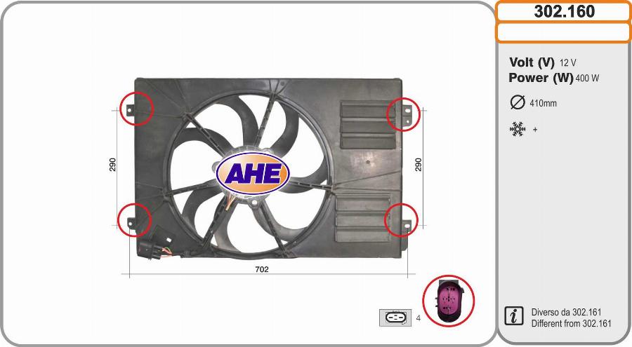 AHE 302.160 - Вентилатор, охлаждане на двигателя vvparts.bg