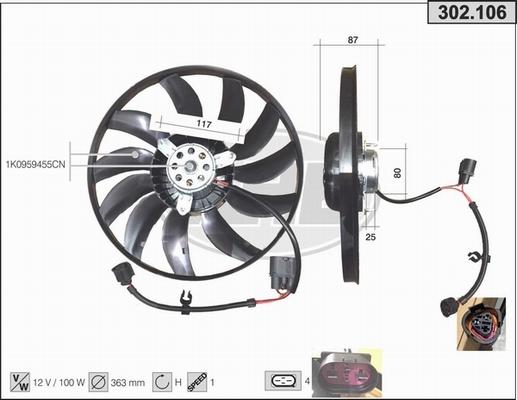 AHE 302.106 - Вентилатор, охлаждане на двигателя vvparts.bg