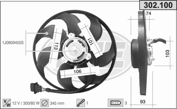 AHE 302.100 - Вентилатор, охлаждане на двигателя vvparts.bg