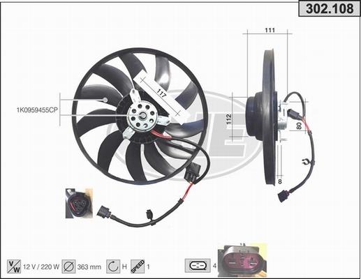 AHE 302.108 - Вентилатор, охлаждане на двигателя vvparts.bg