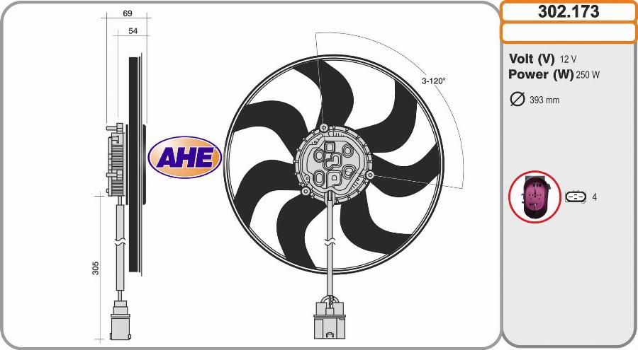 AHE 302.173 - Вентилатор, охлаждане на двигателя vvparts.bg