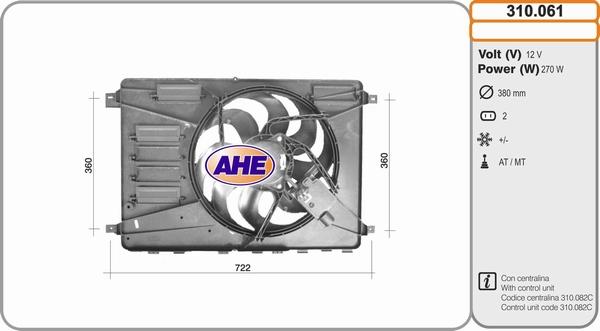 AHE 310.061 - Вентилатор, охлаждане на двигателя vvparts.bg