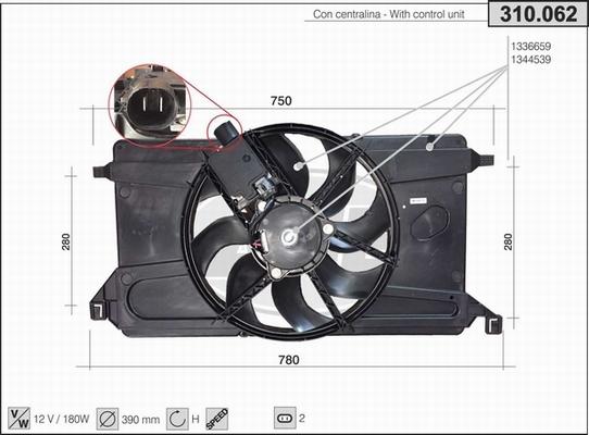 AHE 310.062 - Вентилатор, охлаждане на двигателя vvparts.bg
