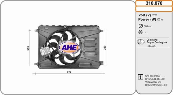 AHE 310.070 - Вентилатор, охлаждане на двигателя vvparts.bg