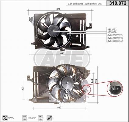 AHE 310.072 - Вентилатор, охлаждане на двигателя vvparts.bg