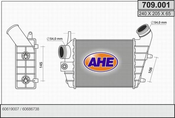 AHE 709.001 - Интеркулер (охладител за въздуха на турбината) vvparts.bg