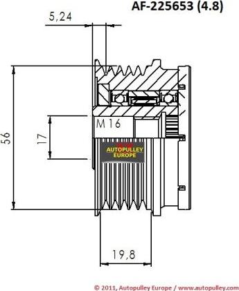 AINDE AF225653.4 - Ремъчна шайба, генератор vvparts.bg