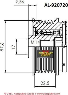 AINDE AL920720 - Ремъчна шайба, генератор vvparts.bg