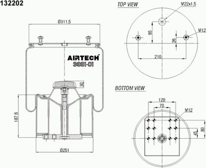 Airtech 3881-01KPP - Маншон, въздушно окачване vvparts.bg