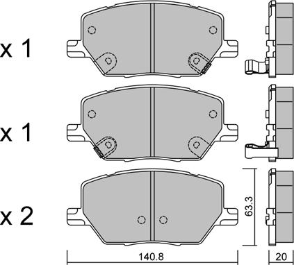 AISIN BPFI-1044 - Комплект спирачно феродо, дискови спирачки vvparts.bg