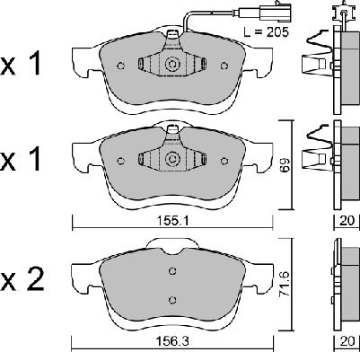 AISIN BPFI-1027 - Комплект спирачно феродо, дискови спирачки vvparts.bg