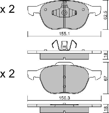 AISIN BPFO-1004 - Комплект спирачно феродо, дискови спирачки vvparts.bg