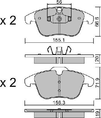 AISIN BPFO-1003 - Комплект спирачно феродо, дискови спирачки vvparts.bg