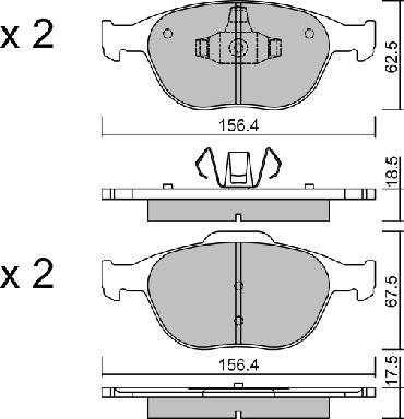 AISIN BPFO-1007 - Комплект спирачно феродо, дискови спирачки vvparts.bg