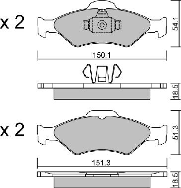 AISIN BPFO-1012 - Комплект спирачно феродо, дискови спирачки vvparts.bg