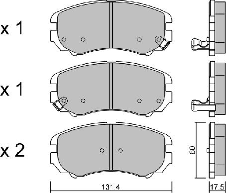 AISIN BPHY-1001 - Комплект спирачно феродо, дискови спирачки vvparts.bg