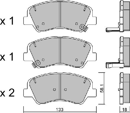 AISIN BPHY-1011 - Комплект спирачно феродо, дискови спирачки vvparts.bg