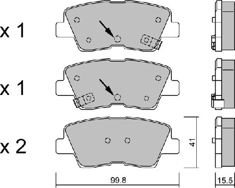 AISIN BPHY-2004 - Комплект спирачно феродо, дискови спирачки vvparts.bg