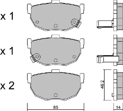 AISIN BPHY-2005 - Комплект спирачно феродо, дискови спирачки vvparts.bg