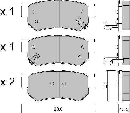 AISIN BPHY-2001 - Комплект спирачно феродо, дискови спирачки vvparts.bg