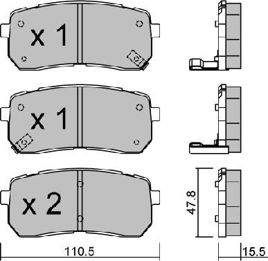 AISIN BPHY-2007 - Комплект спирачно феродо, дискови спирачки vvparts.bg