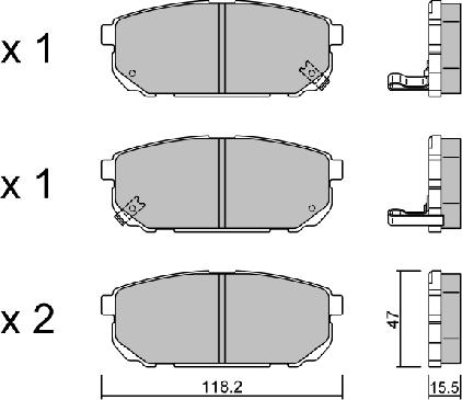 AISIN BPKI-2001 - Комплект спирачно феродо, дискови спирачки vvparts.bg