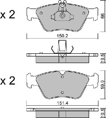 AISIN BPMB-1004 - Комплект спирачно феродо, дискови спирачки vvparts.bg