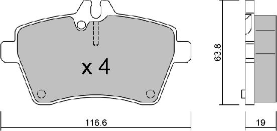 AISIN BPMB-1005 - Комплект спирачно феродо, дискови спирачки vvparts.bg