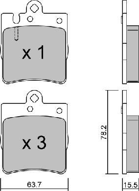 AISIN BPMB-2003 - Комплект спирачно феродо, дискови спирачки vvparts.bg