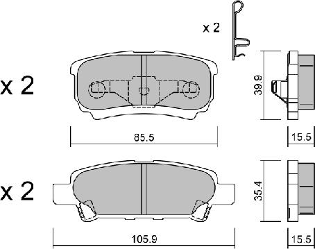 AISIN BPMI-2001 - Комплект спирачно феродо, дискови спирачки vvparts.bg