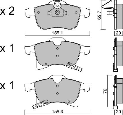 AISIN BPOP-1002 - Комплект спирачно феродо, дискови спирачки vvparts.bg