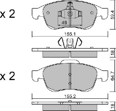 AISIN BPRE-1006 - Комплект спирачно феродо, дискови спирачки vvparts.bg