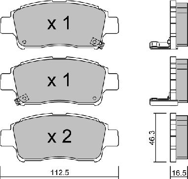 AISIN BPTO-1916 - Комплект спирачно феродо, дискови спирачки vvparts.bg