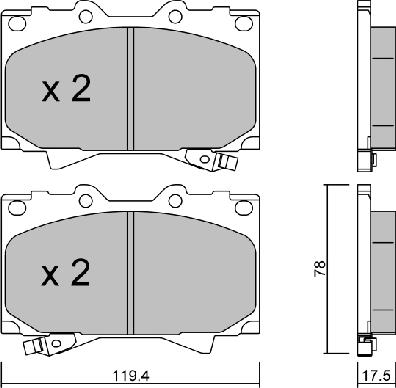 AISIN BPTO-1912 - Комплект спирачно феродо, дискови спирачки vvparts.bg