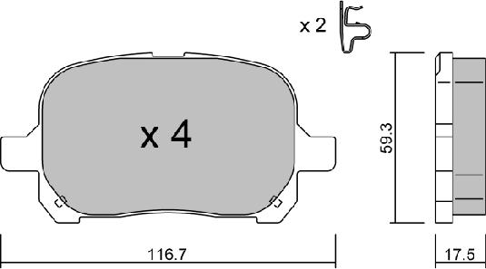 AISIN BPTO-1925 - Комплект спирачно феродо, дискови спирачки vvparts.bg