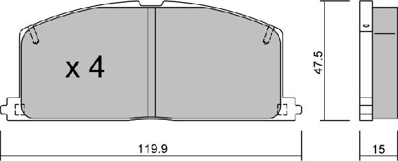 AISIN BPTO-1921 - Комплект спирачно феродо, дискови спирачки vvparts.bg