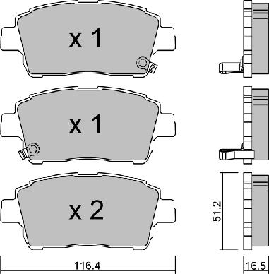 AISIN BPTO-1004 - Комплект спирачно феродо, дискови спирачки vvparts.bg