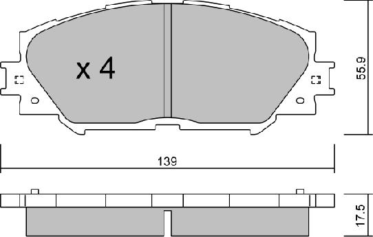 AISIN BPTO-1007 - Комплект спирачно феродо, дискови спирачки vvparts.bg