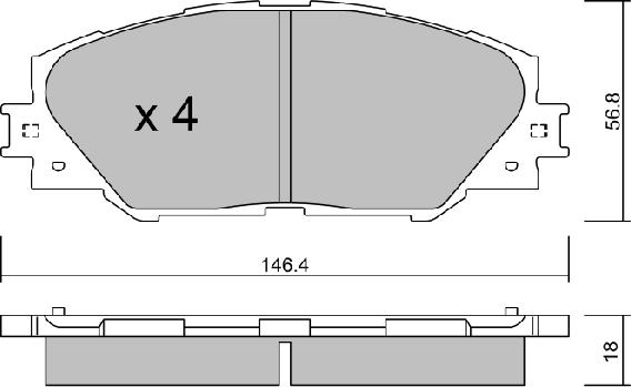 AISIN BPTO-1011 - Комплект спирачно феродо, дискови спирачки vvparts.bg