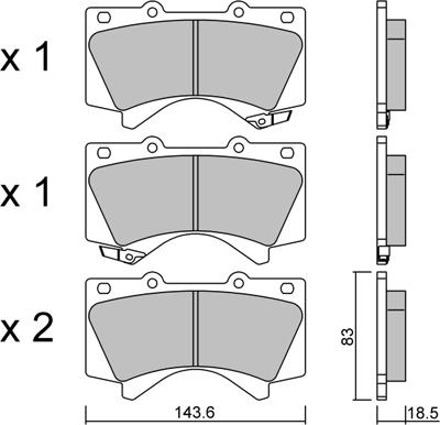 AISIN BPTO-1024 - Комплект спирачно феродо, дискови спирачки vvparts.bg