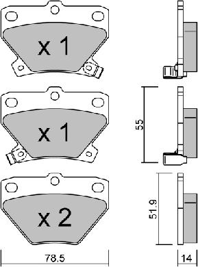 AISIN BPTO-2005 - Комплект спирачно феродо, дискови спирачки vvparts.bg