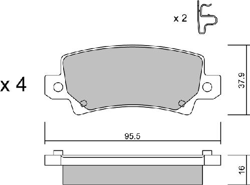 AISIN BPTO-2001 - Комплект спирачно феродо, дискови спирачки vvparts.bg