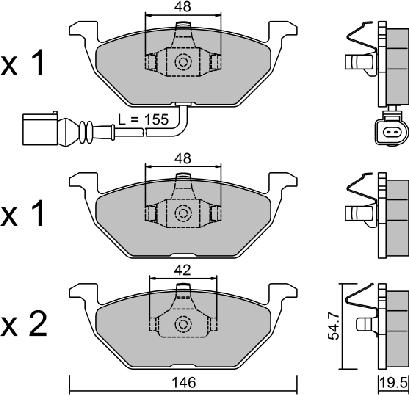 AISIN BPVW-1009 - Комплект спирачно феродо, дискови спирачки vvparts.bg