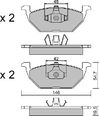 AISIN BPVW-1008 - Комплект спирачно феродо, дискови спирачки vvparts.bg