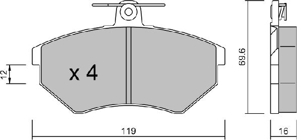 AISIN BPVW-1002 - Комплект спирачно феродо, дискови спирачки vvparts.bg