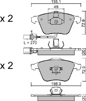 AISIN BPVW-1015 - Комплект спирачно феродо, дискови спирачки vvparts.bg